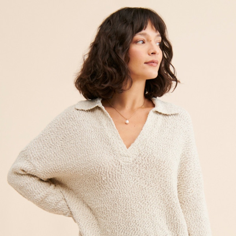 Zoe Relaxed Polo Sweater