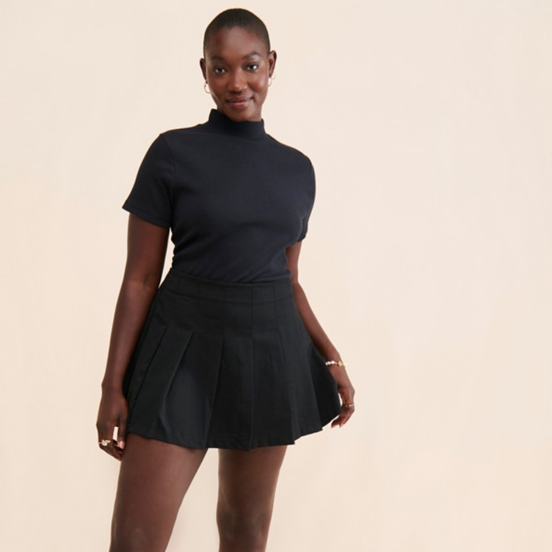 Mock Neck Ribbed Baby Tee