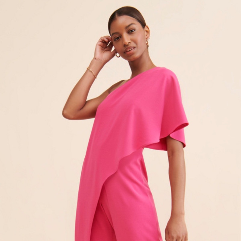 One-Shoulder Draped Jumpsuit