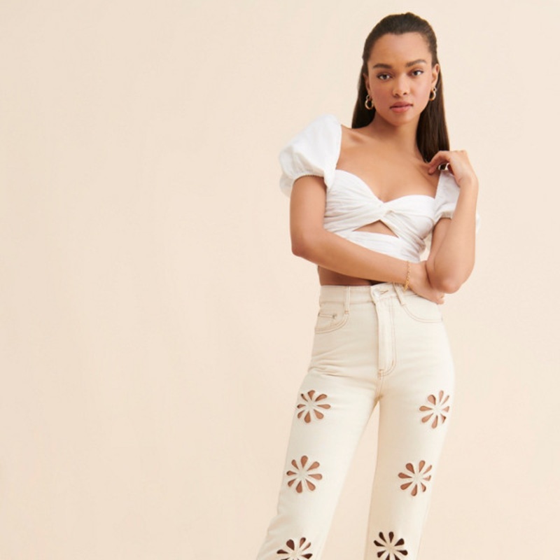 Floral Cutout Jeans
