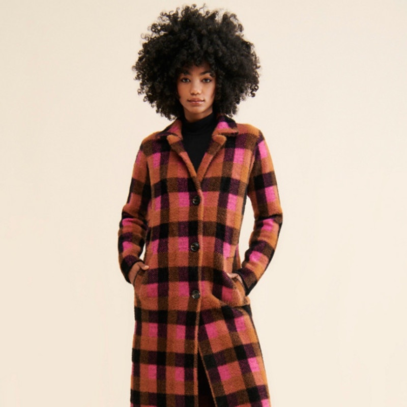 Checked Long Coatigan