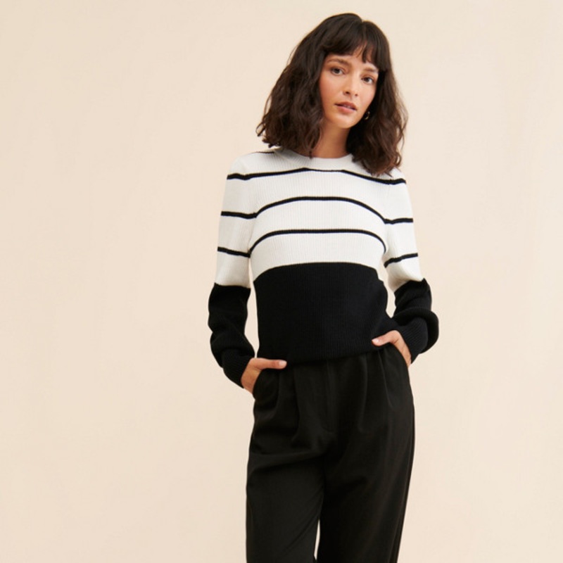 Colorblock Crew Neck Sweater