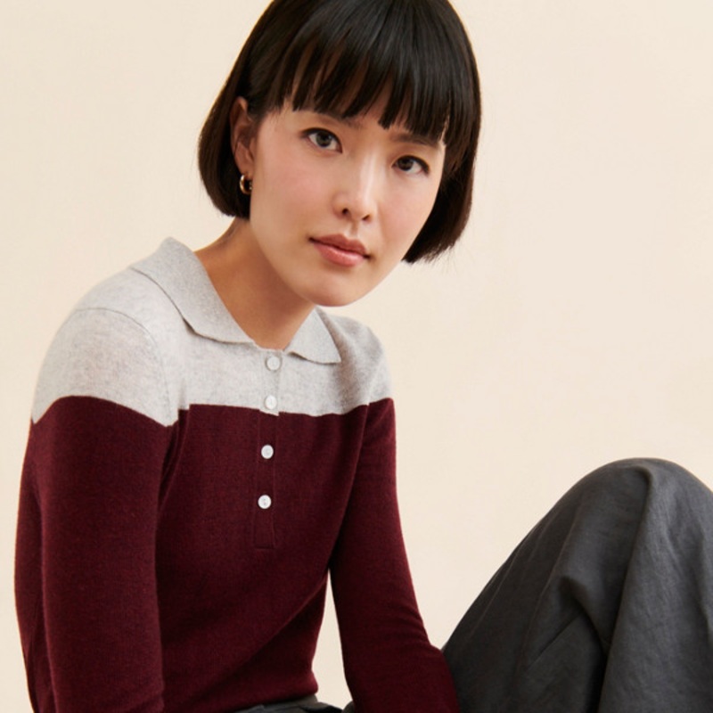 Two Toned Polo Cashmere Sweater