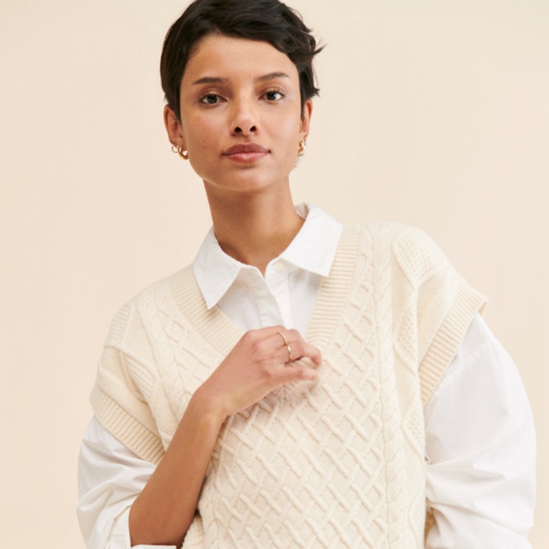 Cable Knit V-Neck Sweater Vest