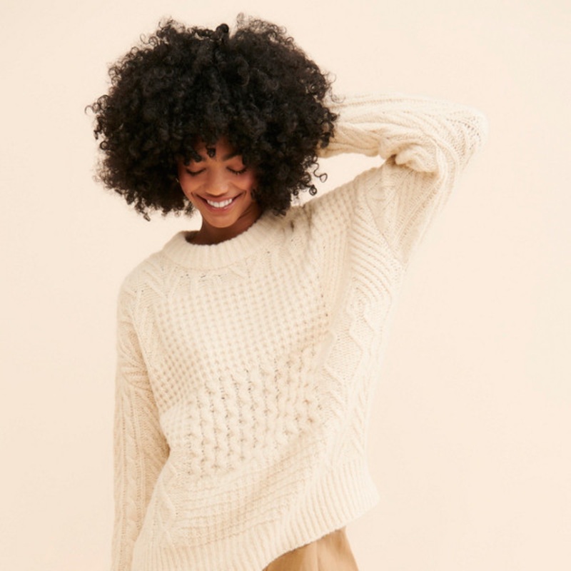 Cable Knit Crew Neck Sweater