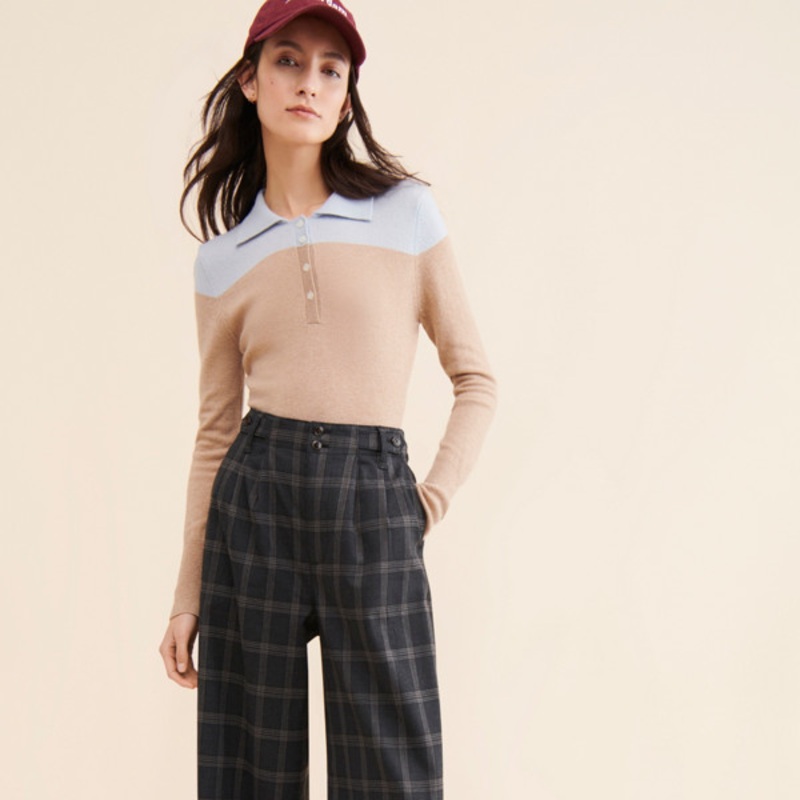 Harlow Wide Leg Plaid Trousers