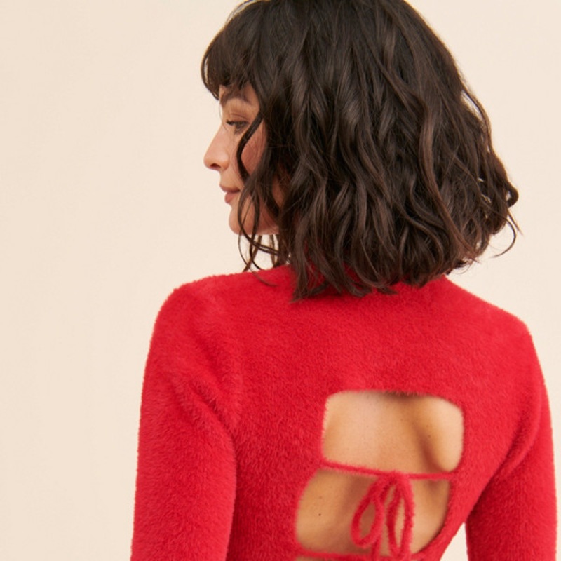 Turtleneck Open-Back Sweater