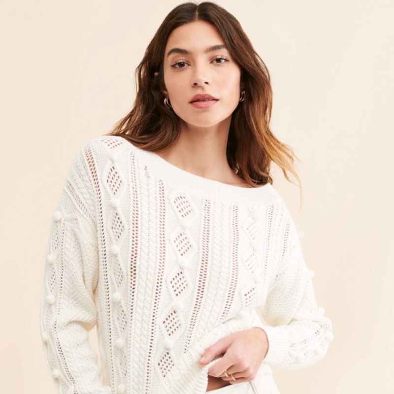 Boat Neck Cable Knit Sweater