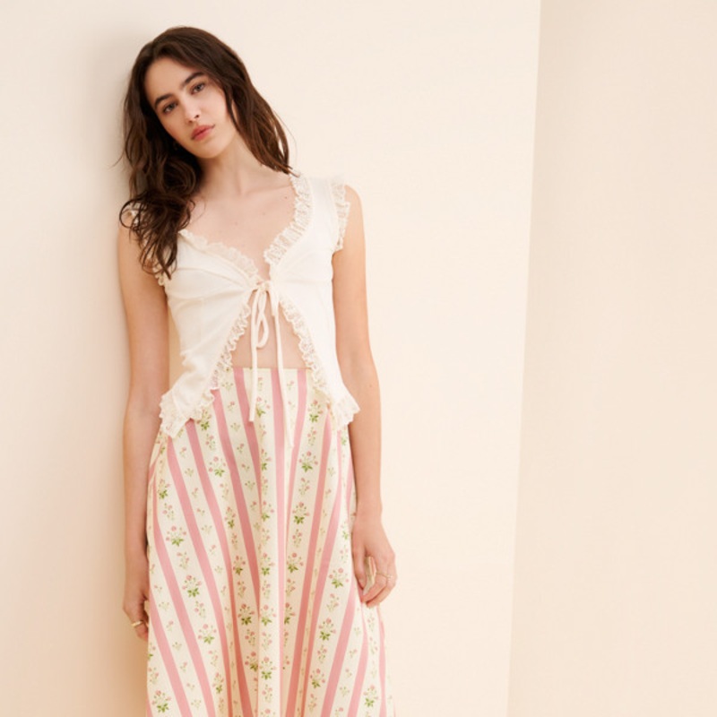 Asymmetrical Floral Midi Skirt