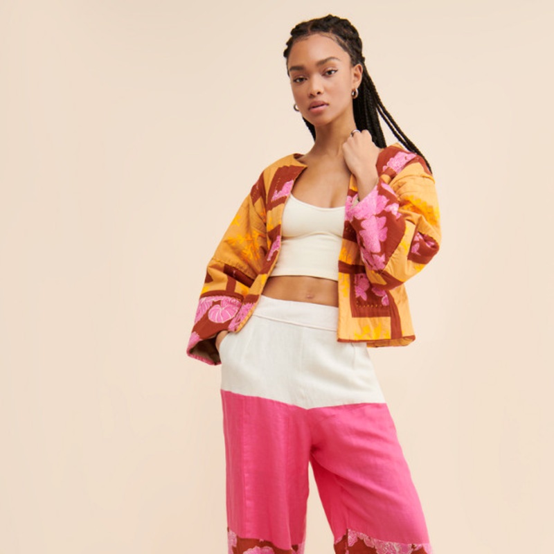 Colorblock Wide Leg Pants