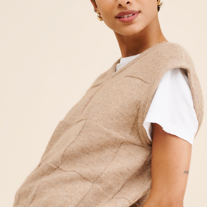 Checkerboard Knit Vest