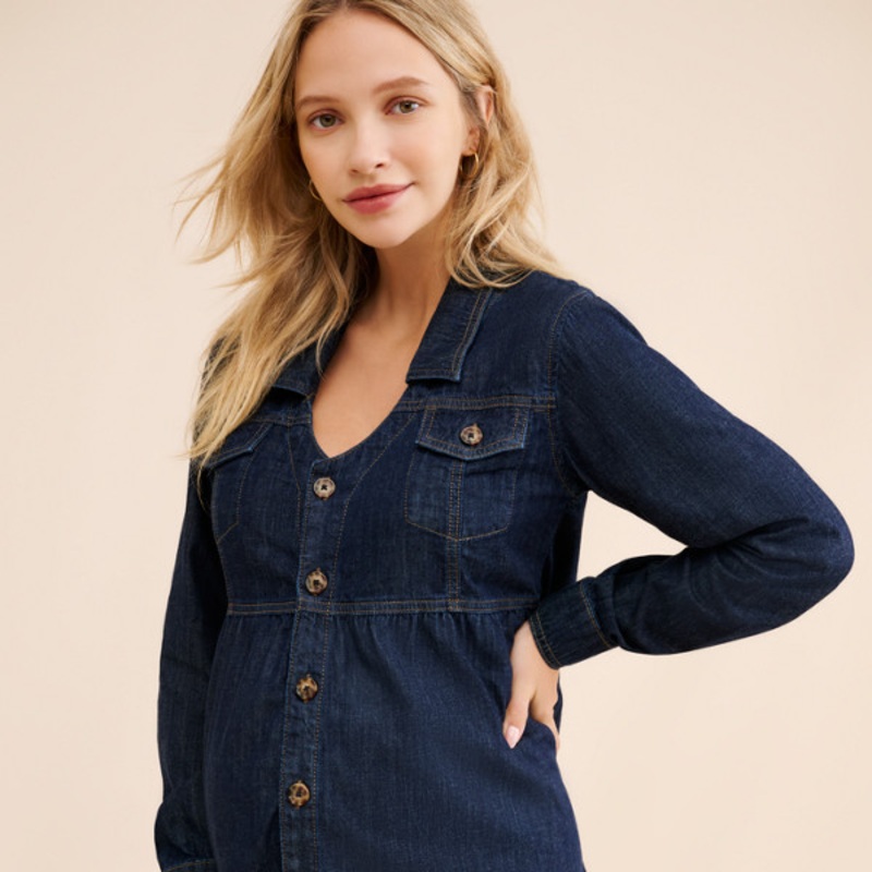 Maternity Chambray Shirtdress