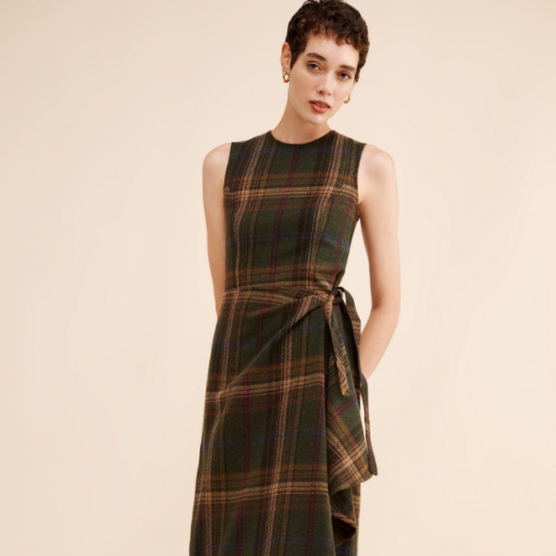 Wool Blend Sleeveless Wrap Dress