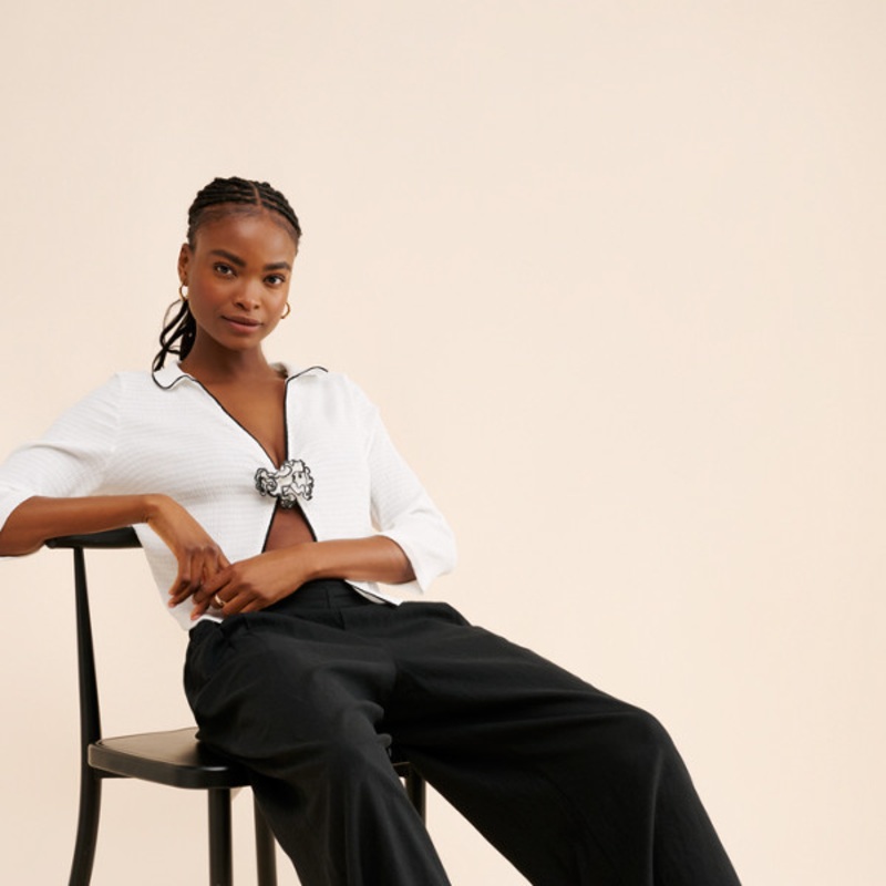 Cropped Linen Pull-On Pants