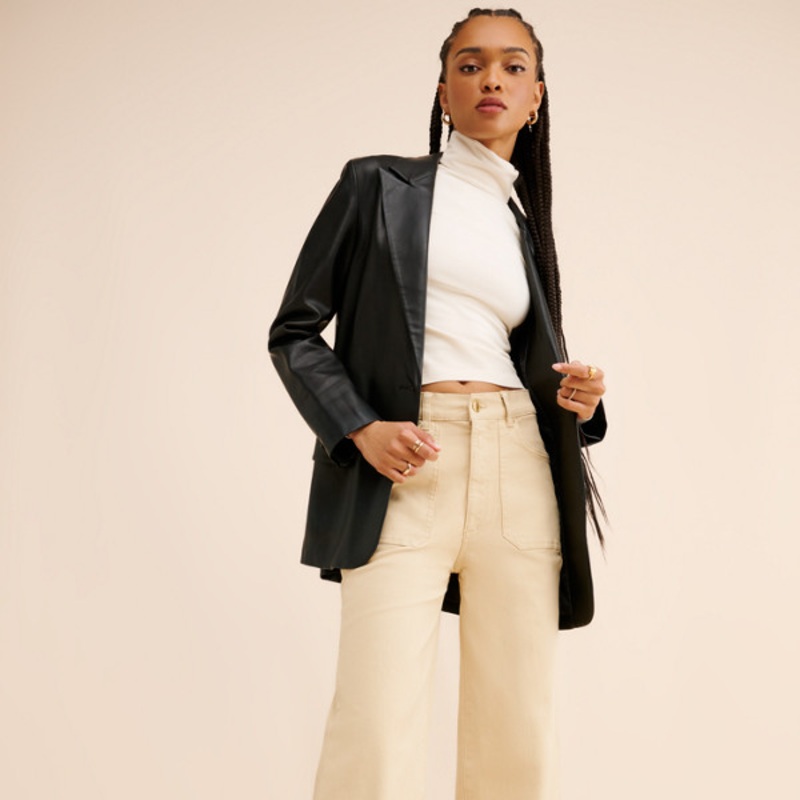 Hepburn Patch Pocket Wide Leg Jeans