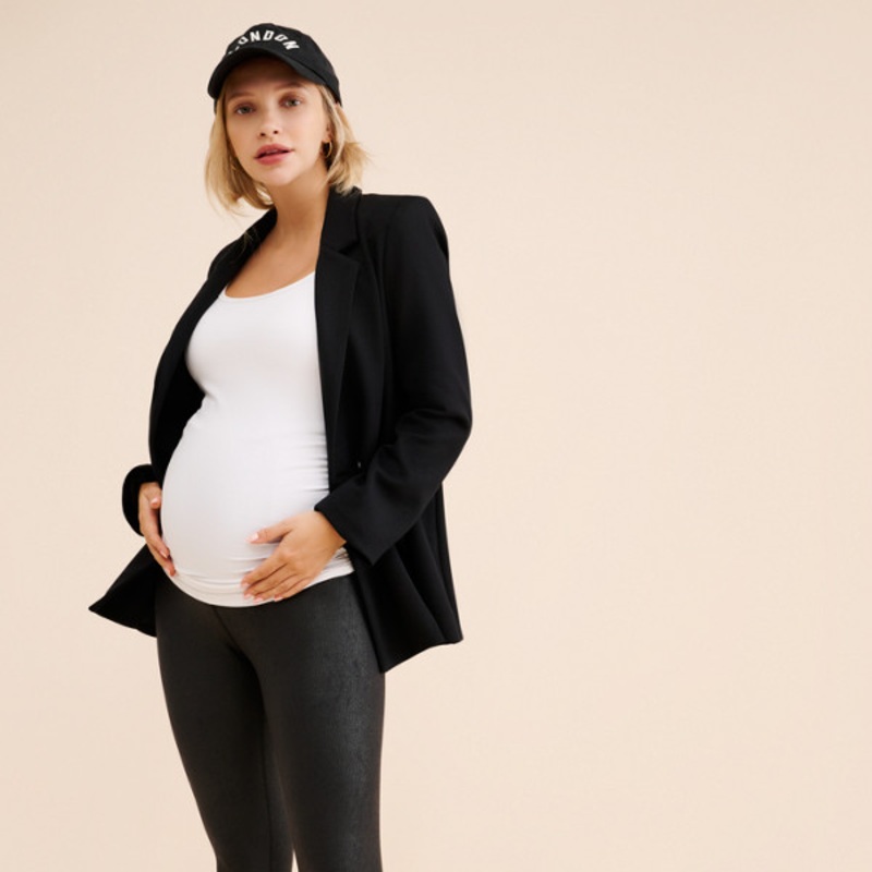 Maternity Leather-Like Vegan Leather Leggings