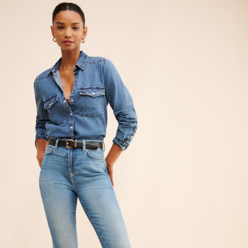 High Waist Slim Kick Jeans