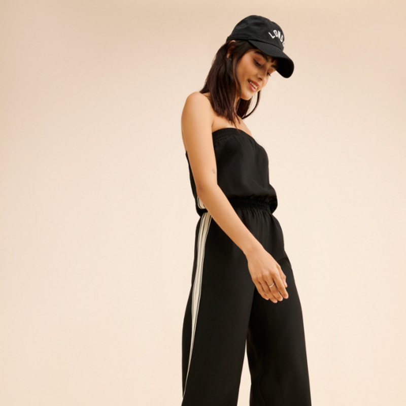 Side Stripe Strapless Jumpsuit