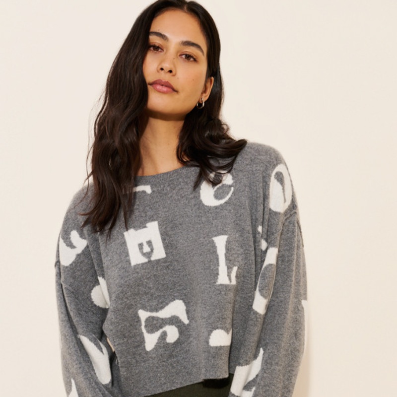 The Alani Printed Cashmere Cropped Sweater