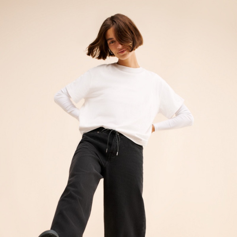 Drawstring Wide Leg Jeans