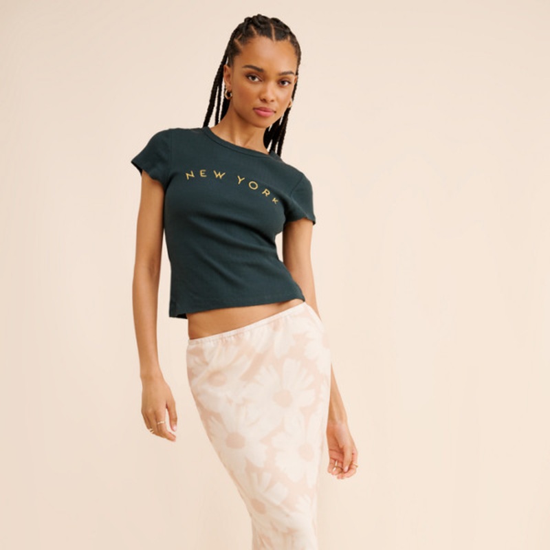 Floral Fitted Slip Midi Skirt