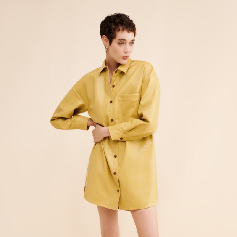 Vegan Leather Shirtdress
