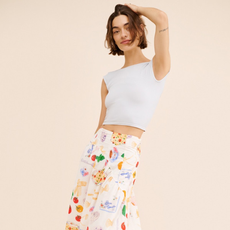 Asymmetrical Drop Waist Midi Skirt