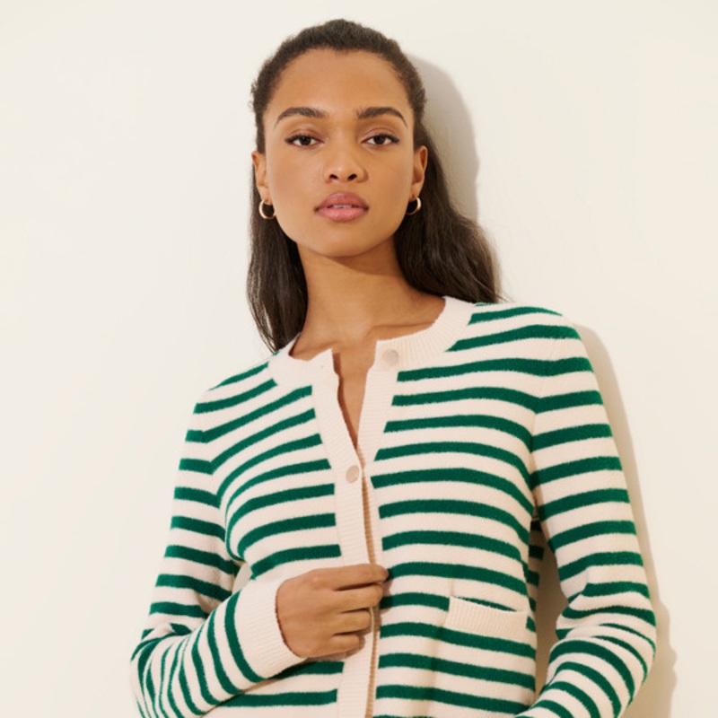 Cropped Stripe Coatigan